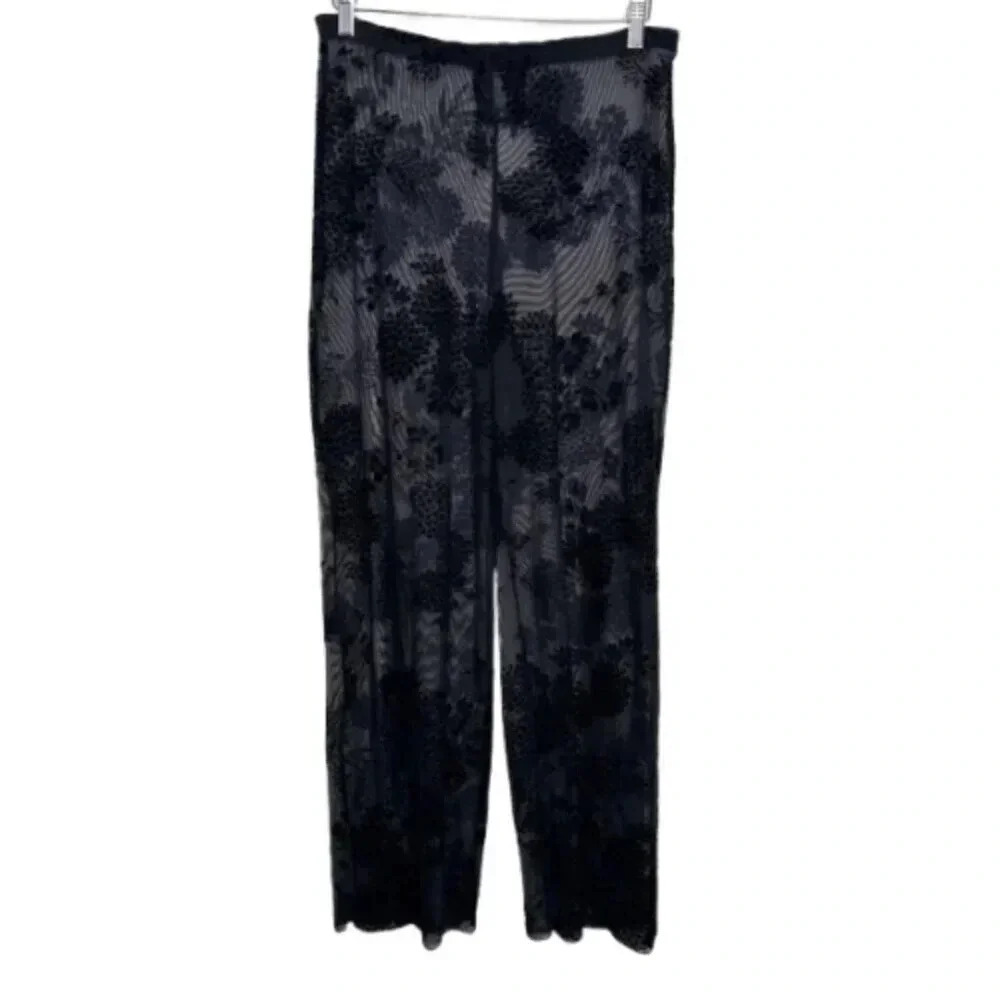 Sympli Womens 6 Pull On High Rise Lace Floral Sheer Pant